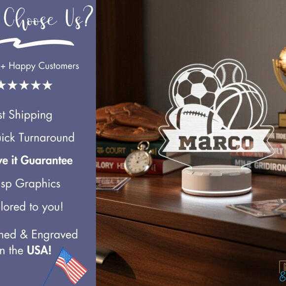 Sports LED Night Light – Personalized Gift Idea - Picture 4 of 8